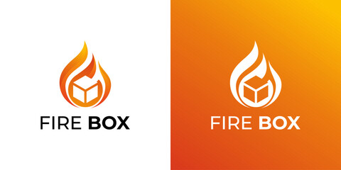 Burning Fire Box Icon Logo Vector Design