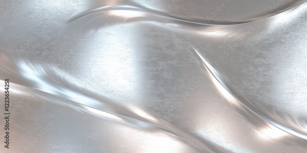 Poster abstract metallic texture with soft wavy patterns and silver highlights