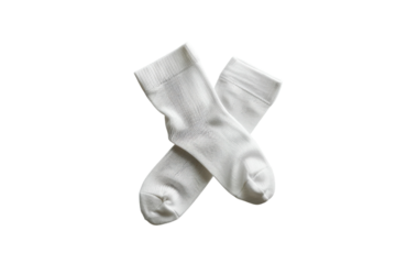 Simple elegance of white cotton socks neatly arranged on a light background, showcasing a minimalist style isolated on transparent background