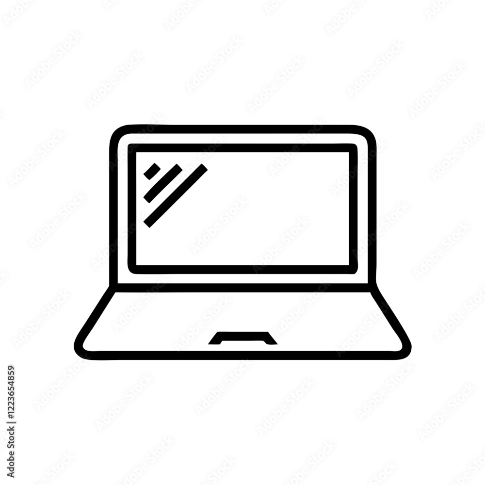 Poster simple line drawing of laptop computer.laptop vector icon for websites and applications
