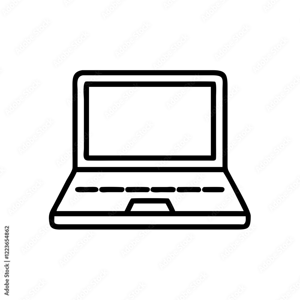 Poster simple line drawing of laptop computer.laptop vector icon for websites and applications