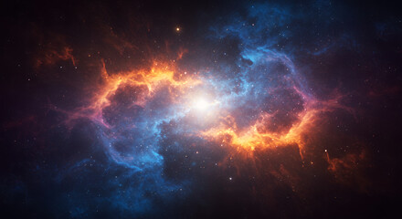 Celestial Collision: A Stunning Nebula of Fiery Orange and Icy Blue