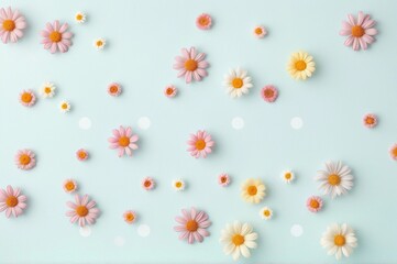 background with flowers and polka dots 