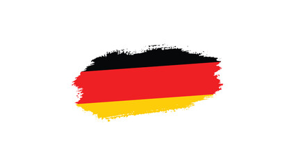 Grunge German flag with paint brush textured isolated on PNG or transparent background, Watercolor painting flag—Germany Flag with Brush Concept Vector Illustration.
