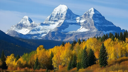 Mount Assiniboine Provincial Park Shining in Autumn Colors with Snowy Peaks