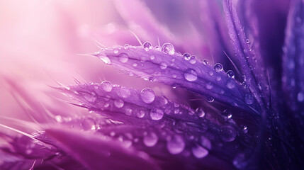 Obraz premium Purple Thistle Flower with Water Droplet on Soft Background