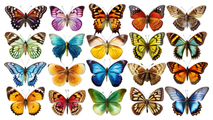set of colorful butterflies