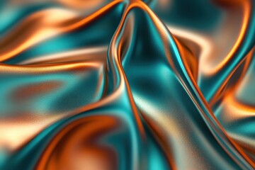 Vibrant Teal and Burnt Orange Microscopic Metallic Texture Image