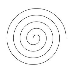 Single thin line spiral. Line in circle form. Thin black spiral symbol. Spiral, swirl, twirl, volute design element.