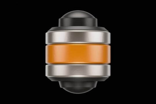 A closeup of a skateboard bearing with orange and silver rings.