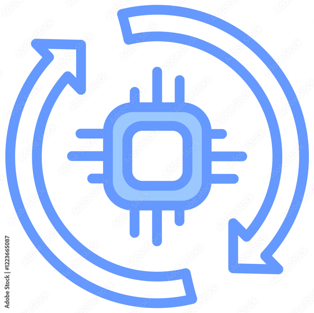 Poster efficient processor lineal blue icon