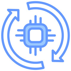Efficient Processor Lineal Blue Icon