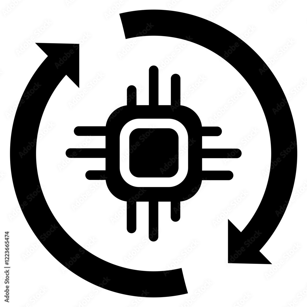 Poster Efficient Processor Solid Black Icon