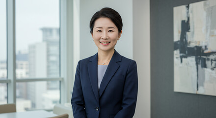 Fototapeta premium Confident Asian Businesswoman Portrait in Modern Office