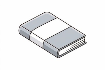 A simple illustration of a closed book with a white spine.