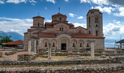 St. Clement's Church at the Plaosnik site in Ohrid. Built in 893 AD and reconstructed in 2002, this is one of the most popular tourist destinations