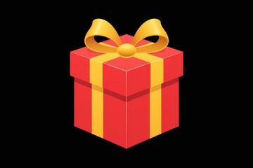 Fototapeta premium A red gift box with a yellow ribbon and bow.