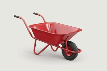 A red wheelbarrow with two handles on a white background.