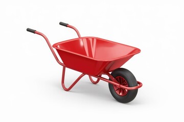 A red wheelbarrow isolated on a white background.