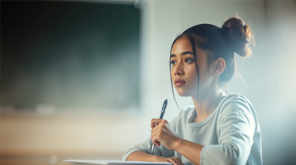 student in classroom