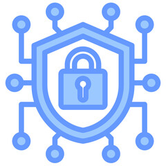 Cyber Security Lineal Blue Icon