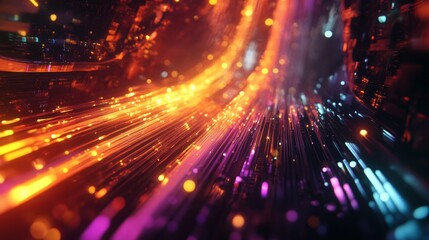 Obraz premium Abstract glowing light trails in warm and cool tones