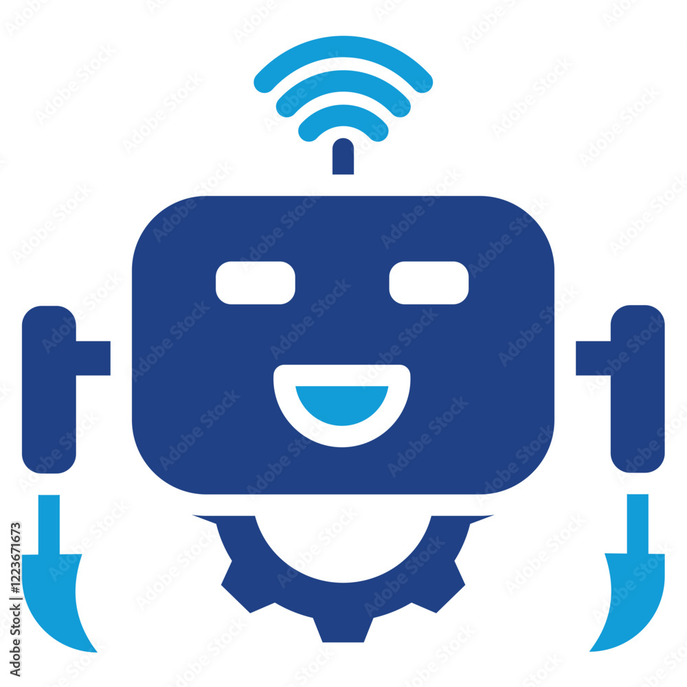 Poster robotic automation dual tone icon
