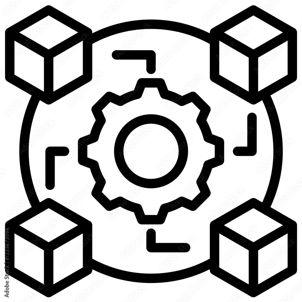 Poster system interoperability outline icon