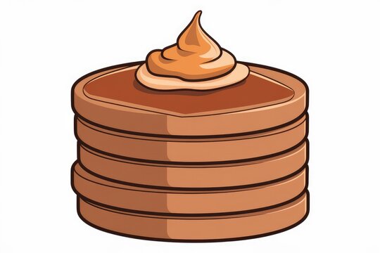 recommend clip art: A stack of six pancakes with a dollop of brown syrup on top.