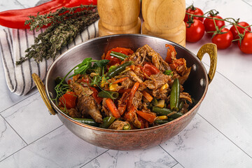 Gourmet shredded meat with vegetables