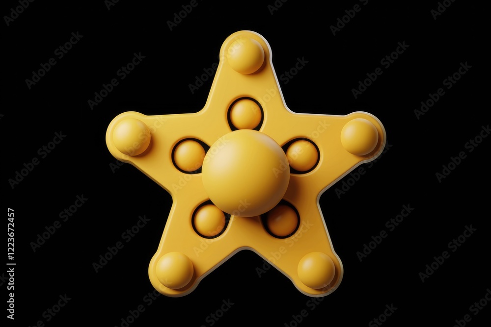 Poster a yellow starshaped object with multiple round bumps.