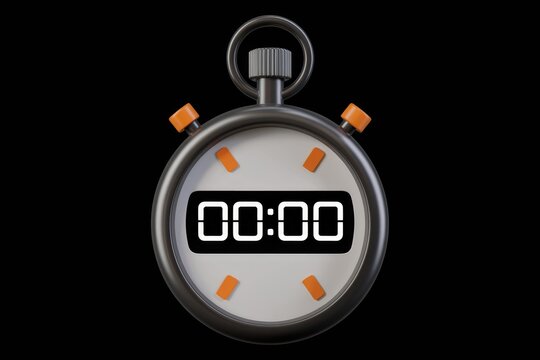 A classic analog stopwatch with a digital display showing 00 00.