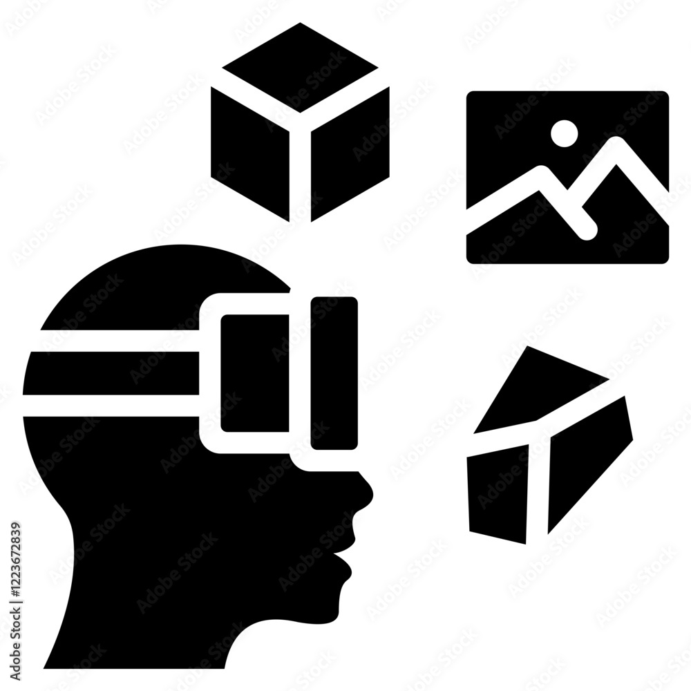 Poster virtual simulation solid black icon