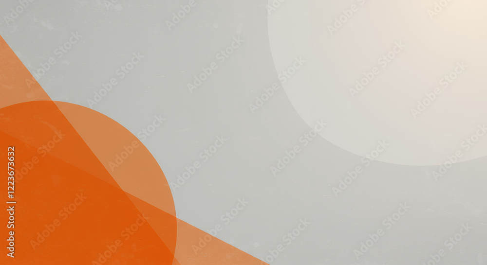 Poster abstract orange and gray geometric background with overlapping circles and triangles