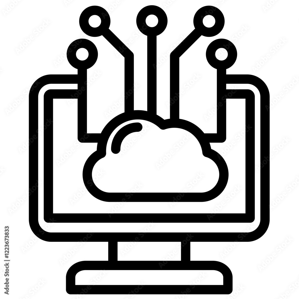Poster edge computing outline icon