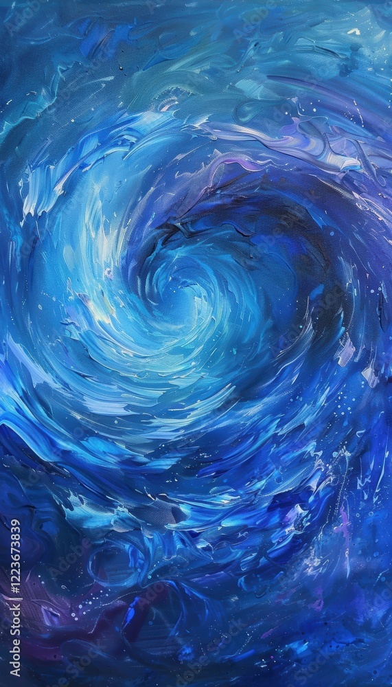 Poster abstract swirls in blue and purple expressing emotion and introspection for artistic design