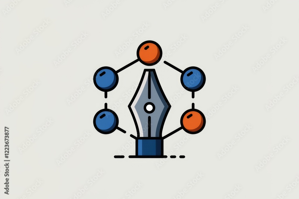 Poster a pen with connected dots representing ideas and connections.