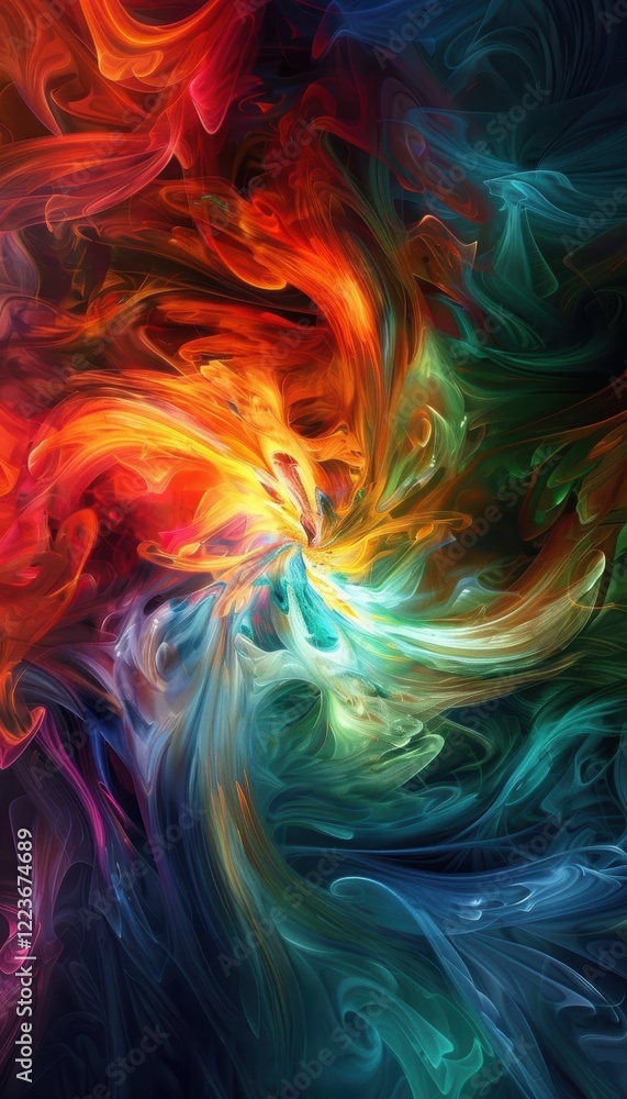 Poster vibrant abstract swirl artwork: dynamic expression of complex emotions for creative design