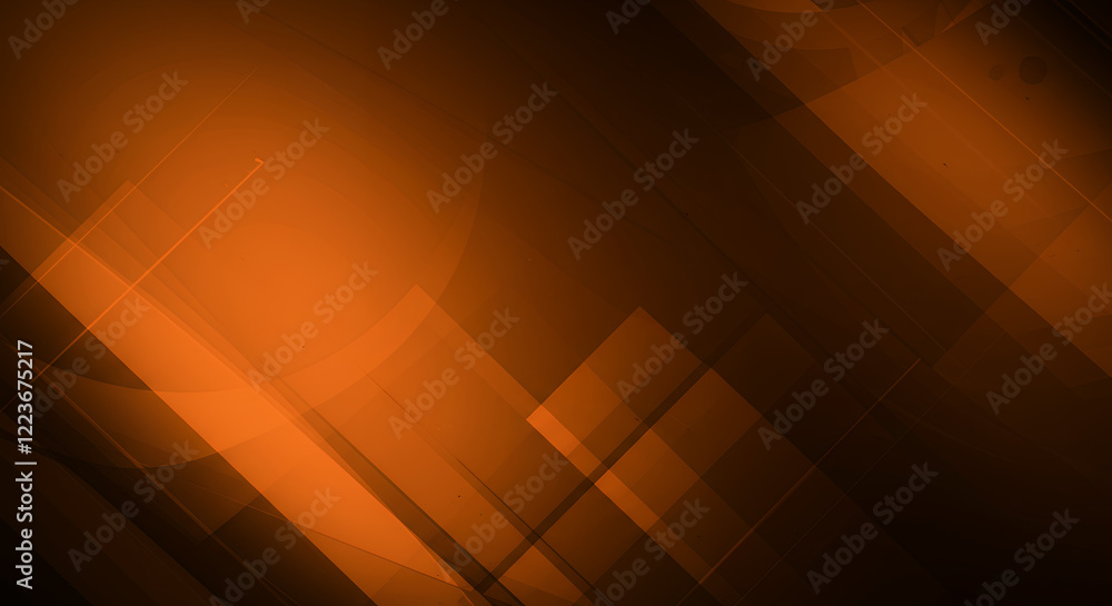 Poster abstract orange and brown geometric background with diagonal lines and overlapping shapes