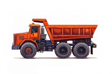 Fototapeta premium Dump Truck isolated on white background. Dump Truck icon. Heavy Machinery isolated on white. Construction Vehicle. Dump Truck Design Element. Dump Truck Isolated for Designers. Dump Truck isolated.