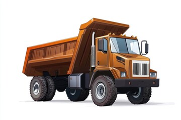 Dump Truck isolated on white background. Dump Truck icon. Heavy Machinery isolated on white. Construction Vehicle. Dump Truck Design Element. Dump Truck Isolated for Designers. Dump Truck isolated.