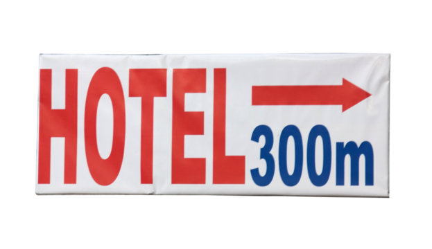 Road sign for hotel