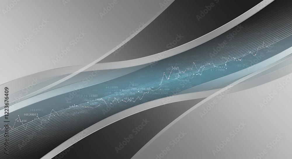 Poster Abstract Gray and Blue Stock Market Data Background with Dynamic Waves