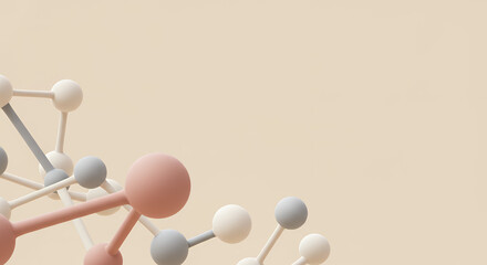 Obraz premium Abstract Molecular Structure, Pastel Color Palette, 3D Render, Science Background