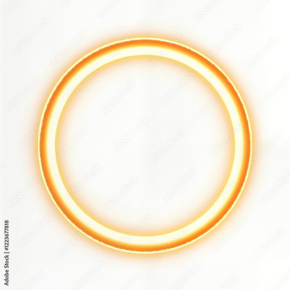 Aufkleber Glowing orange circle frame. Empty space design. Modern abstract shape. Futuristic template. Bright neon effect. Use for graphic design. Suitable for templates, designs. Great for posters. Ideal for