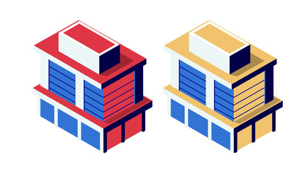 Modern isometric office buildings reaching for the sky
