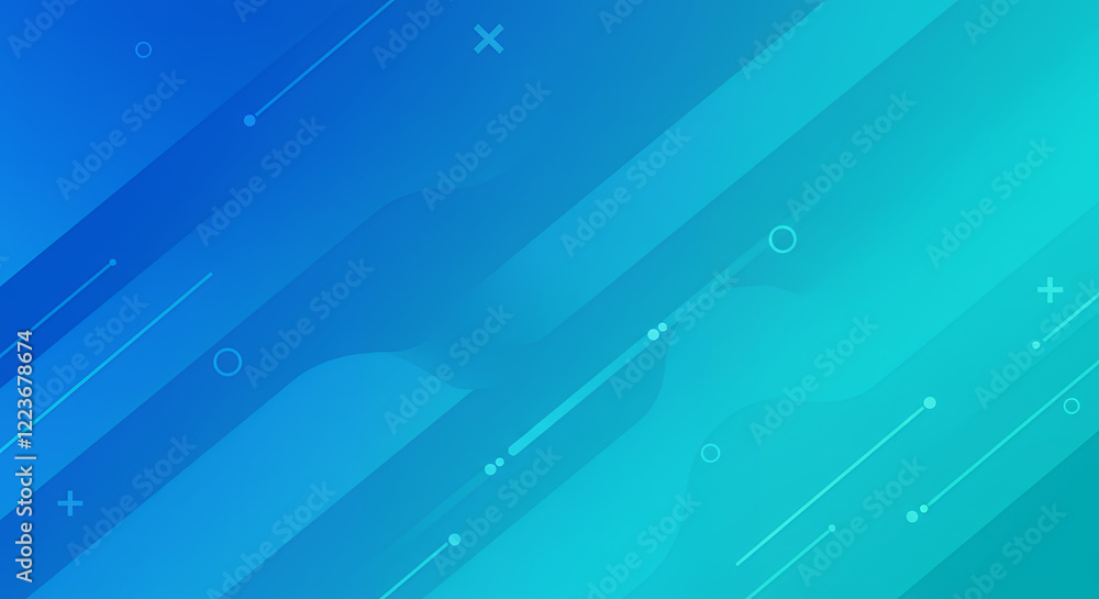 Poster abstract blue and teal gradient background with diagonal lines and geometric shapes