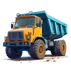 Dump Truck isolated on white background. Dump Truck icon. Heavy Machinery isolated on white. Construction Vehicle. Dump Truck Design Element. Dump Truck Isolated for Designers. Dump Truck isolated.