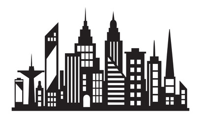 Fototapeta premium Modern urban skyline silhouette illustration