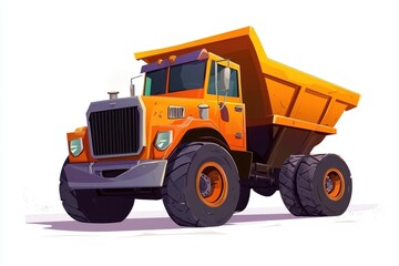 Fototapeta premium Dump Truck isolated on white background. Dump Truck icon. Heavy Machinery isolated on white. Construction Vehicle. Dump Truck Design Element. Dump Truck Isolated for Designers. Dump Truck isolated.